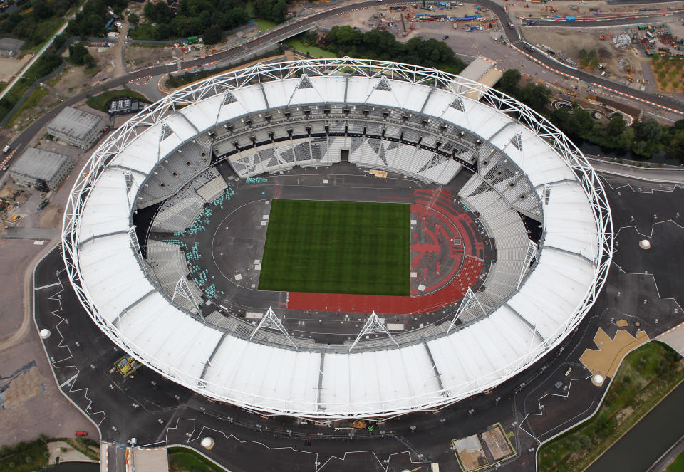 LONDON, ENGLAND - JULY 26: Aerial view of the Olympic Stadium which will host the athletics events during the London 2012 Olympic Games on July 26, 2011 in London, England. (Photo by Tom Shaw/Getty Images)