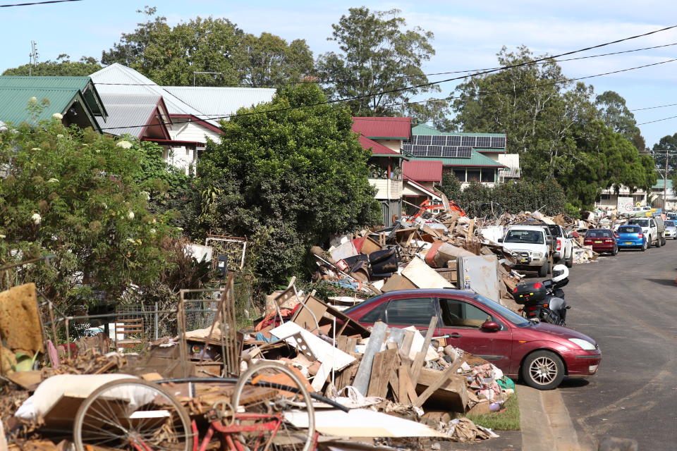 Scenes in south Lismore on Wednesday as local stare down a massive cleanup effort. Source: AAP