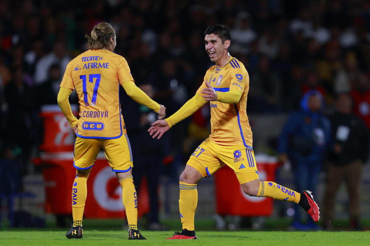 Tigres venció a Pumas. Jesús Ángulo festejando su gol a Pumas en las Semifinales de la Liga MX. (Mauricio Salas/Jam Media/Getty Images)