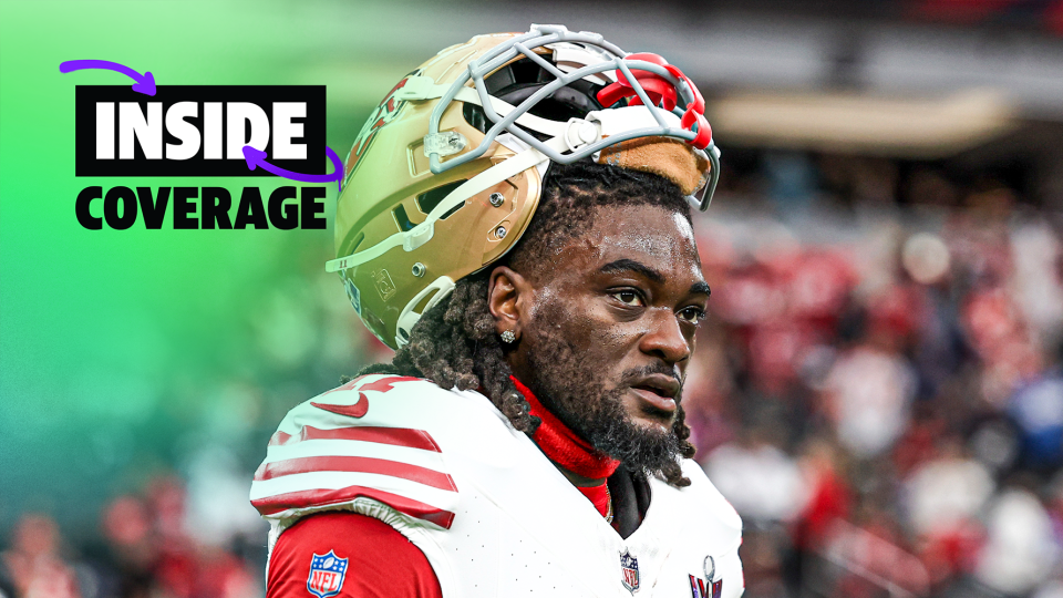 LAS VEGAS, NV - FEBRUARY 11: Brandon Aiyuk #11 of the San Francisco 49ers looks on prior to Super Bowl LVIII against the Kansas City Chiefs at Allegiant Stadium on February 11, 2024 in Las Vegas, NV. (Photo by Perry Knotts/Getty Images)