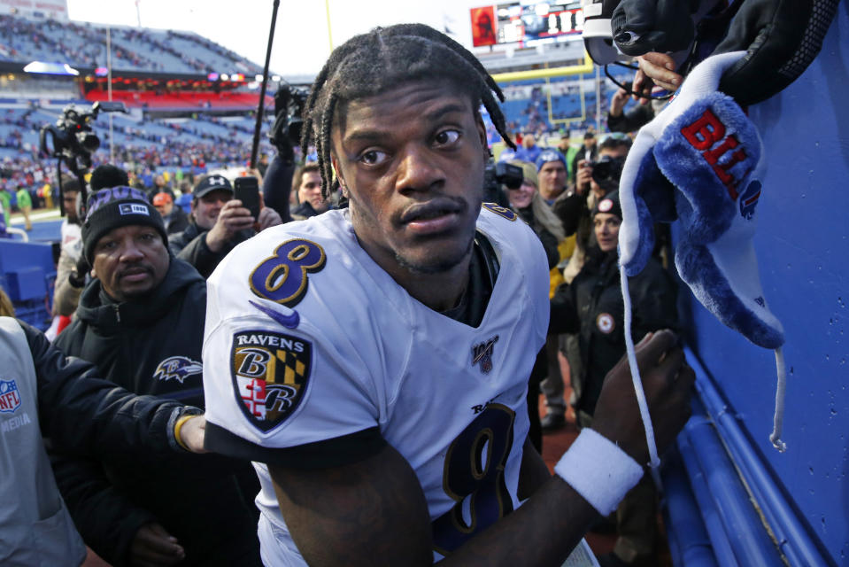 Lamar Jackson promoted the play day in a South Florida park as recently as Monday night. (AP Photo/John Munson)