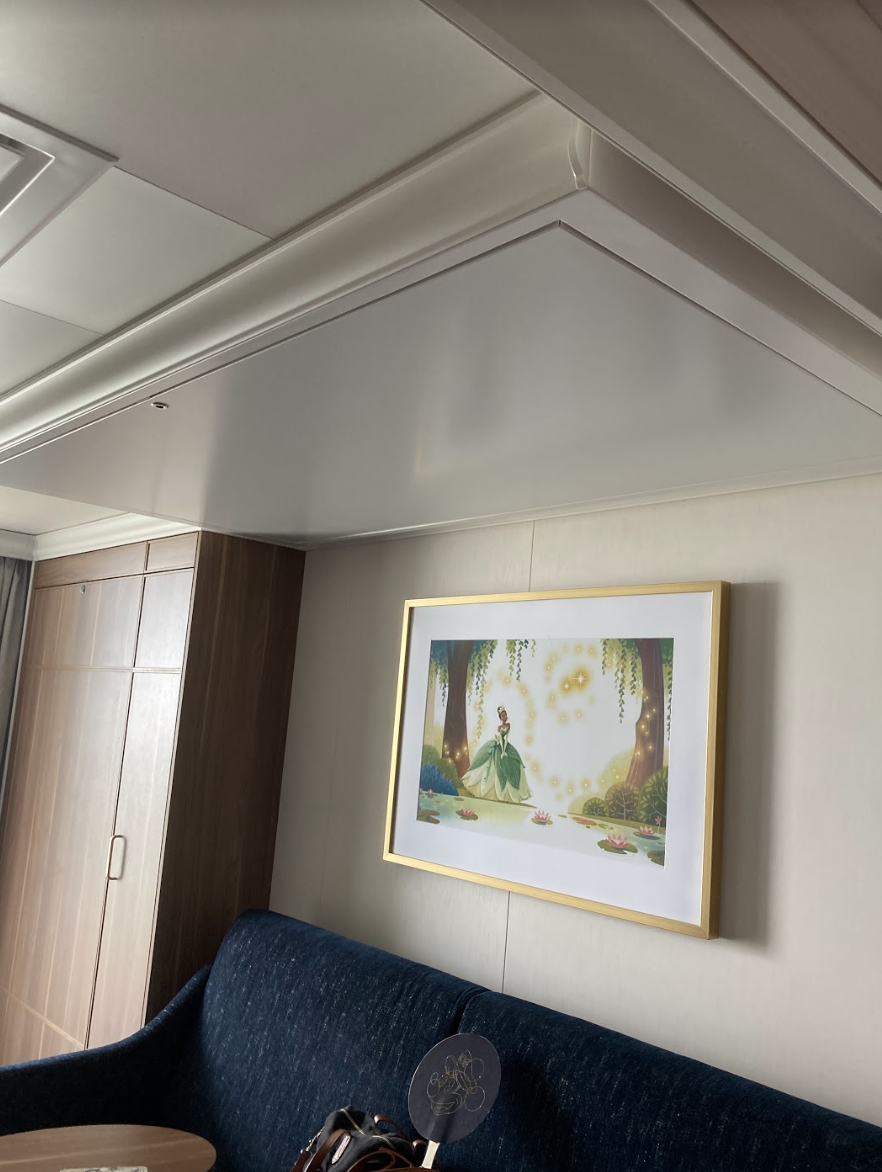 In a feat of Disney magic, the sofa and the ceiling make a bunk bed, and a Murphy bed folds down from the wall. It's impressive. Housekeepers put them away in the morning and pull them out during turn-down service in the afternoon.