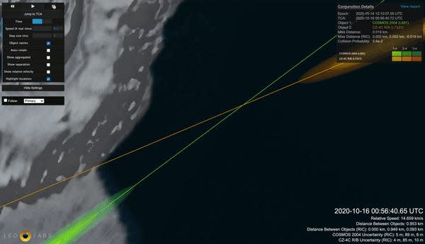 satellite conjunction collision probability leolabs october 2020 rocket
