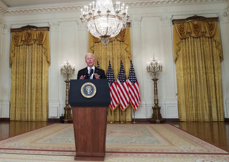 U.S. President Joe Biden speaks about Afghanistan at the White House in Washington