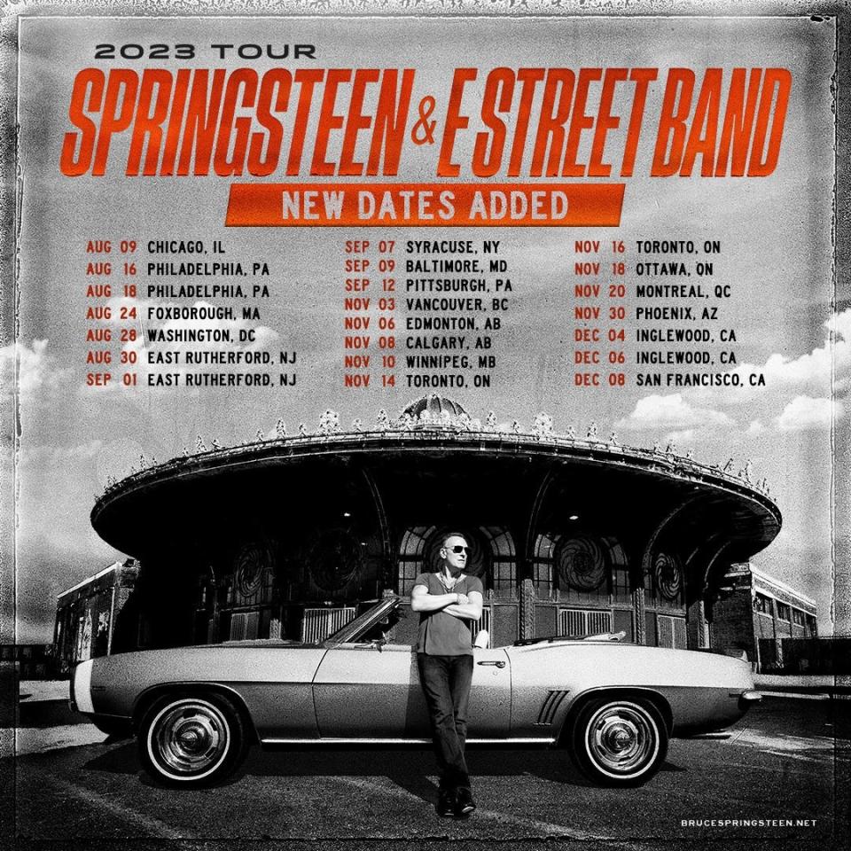 Bruce Springsteen 2023 North America tour dates.