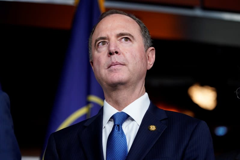 Chairman of the House Intelligence Committee Adam Schiff (D-CA) speaks after a House vote approving rules for an impeachment inquiry into U.S. President Trump in Washington.