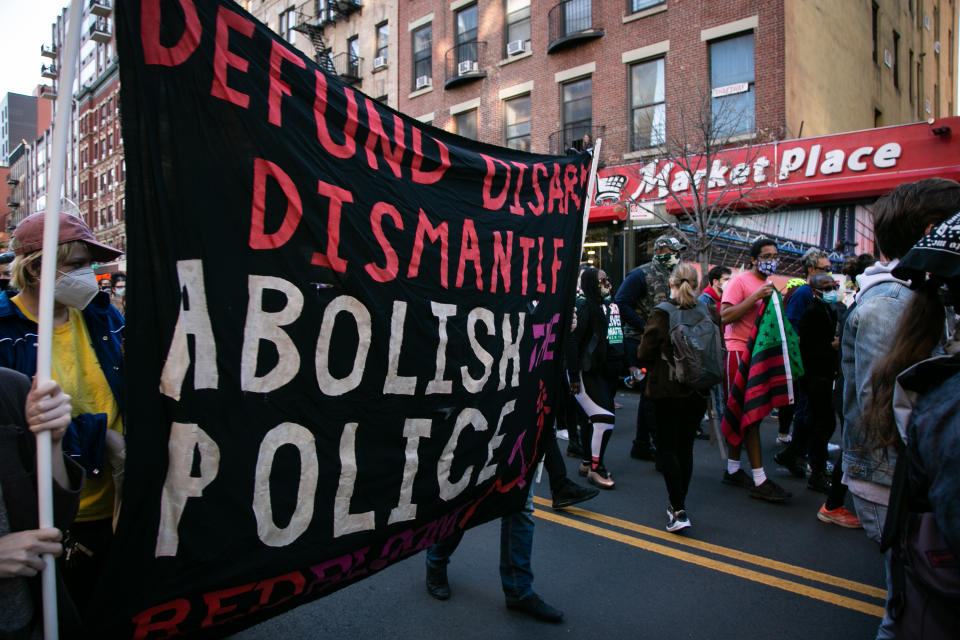 Several hundred demonstrators gathered at Washington Square Park.