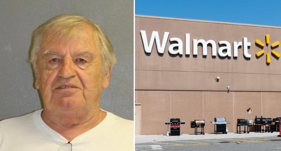 Hellmuth Kolb (left) attempted to buy a girl from her mother at a Walmart (right file pic). Source: Volusia County Florida Corrections (left)/Getty (file pic) (right)