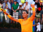 Tennis - ATP World Tour Masters 1000 - Italian Open - Foro Italico, Rome, Italy - May 19, 2018 Spain's Rafael Nadal celebrates winning his semi final match against Serbia's Novak Djokovic REUTERS/Tony Gentile