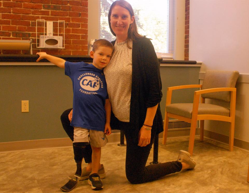 Jen DeAngelo said her son TJ, 3, is the most resilient kid she's ever met. With his prosthesis, he plays soccer and participates in running camps.