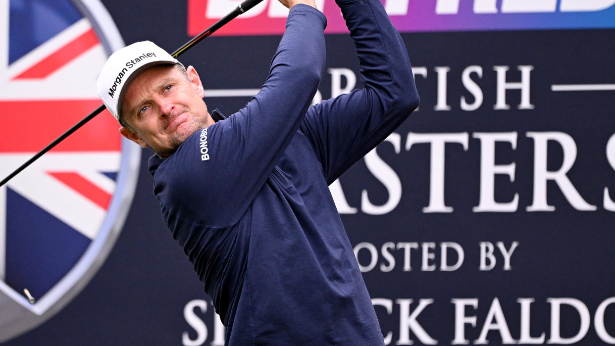  Justin Rose during a practice round before the 2023 Betfred British Masters 