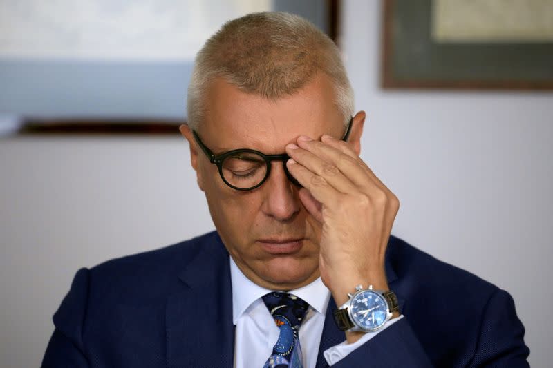 A lawyer and former deputy prime minister Roman Giertych during a press conference in his office in Warsaw