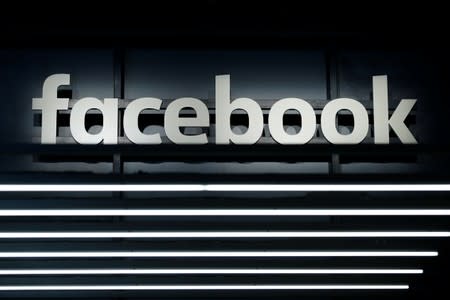 FILE PHOTO: A Facebook logo is pictured at the Frankfurt Motor Show (IAA) in Frankfurt