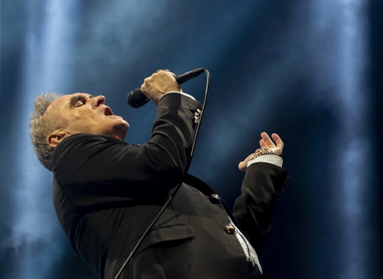 Pasadena, CA - May 14: Morrissey performs at the Cruel World festival at Rose Bowl in Pasadena on Saturday, May 14, 2022. (Allen J. Schaben / Los Angeles Times)