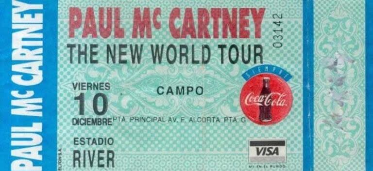 Ticket para el show de Paul Mac Cartney de 1993, en el Monumental de River