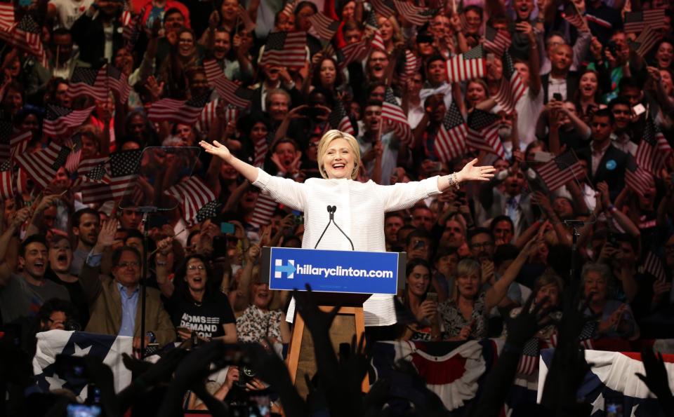 Democratic U.S. presidential candidate Hillary Clinton speaks at a primary night rally on Tuesday in the Brooklyn borough of New York. (Photo: Lucas Jackson/Reuters)