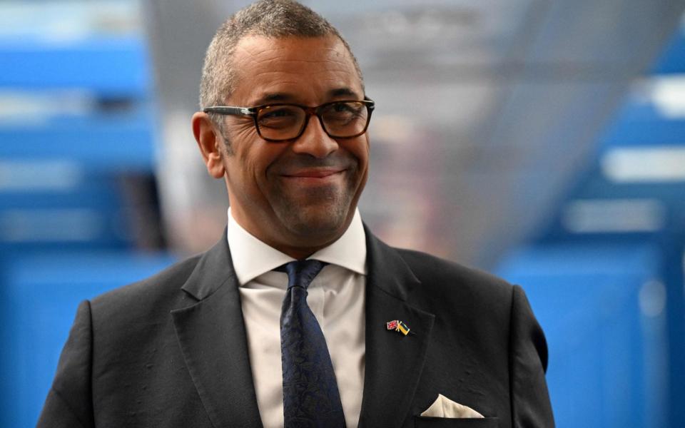 James Cleverly, the Foreign Secretary, is pictured in Birmingham at Conservative Party conference today - Oli Scarff/AFP&nbsp;