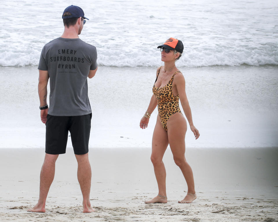 <p>Chris Hemsworth and Elsa Pataky hit the beach in Byron Bay. </p>