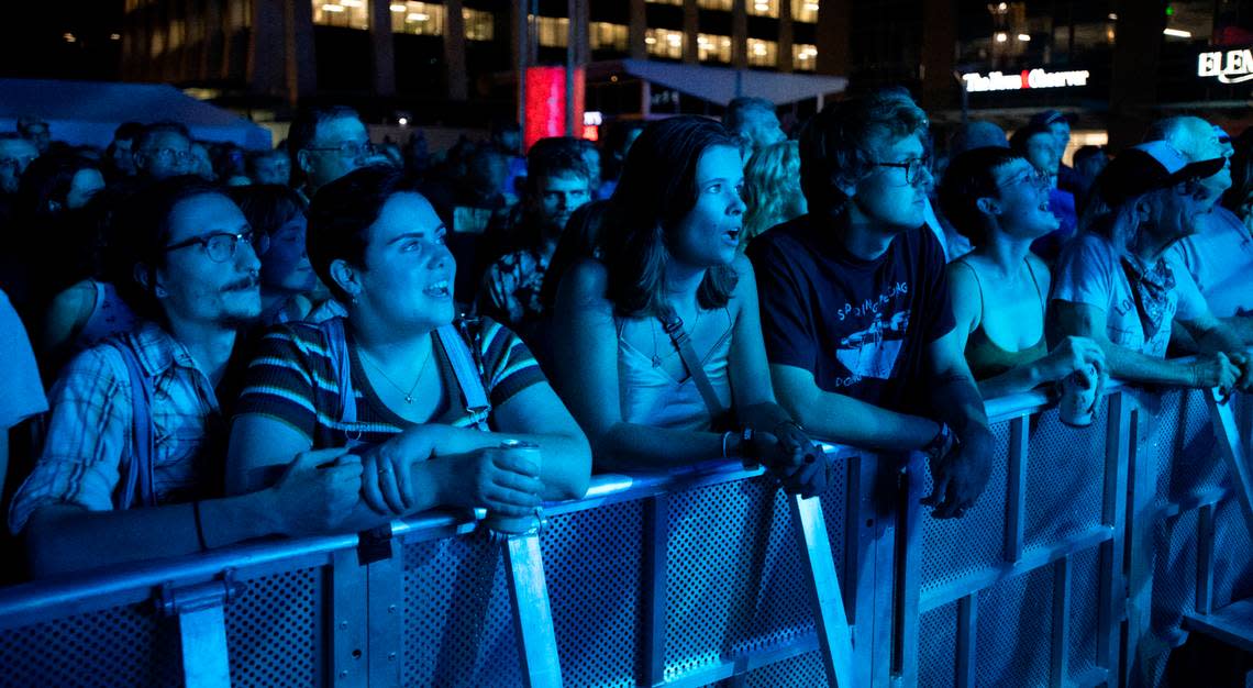 Fans crowd the barricade at the City Plaza stage to watch Courtney Barnett at the Hopscotch Music Festival, Thursday night, Sept. 8, 2022 in downtown Raleigh.