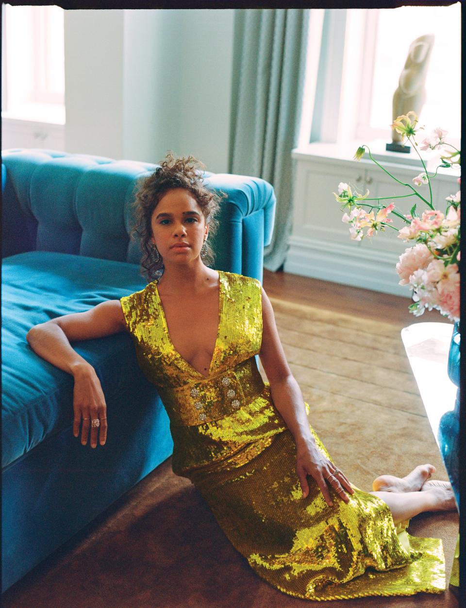 Misty Copeland in a Gucci dress at her Upper West Side home.