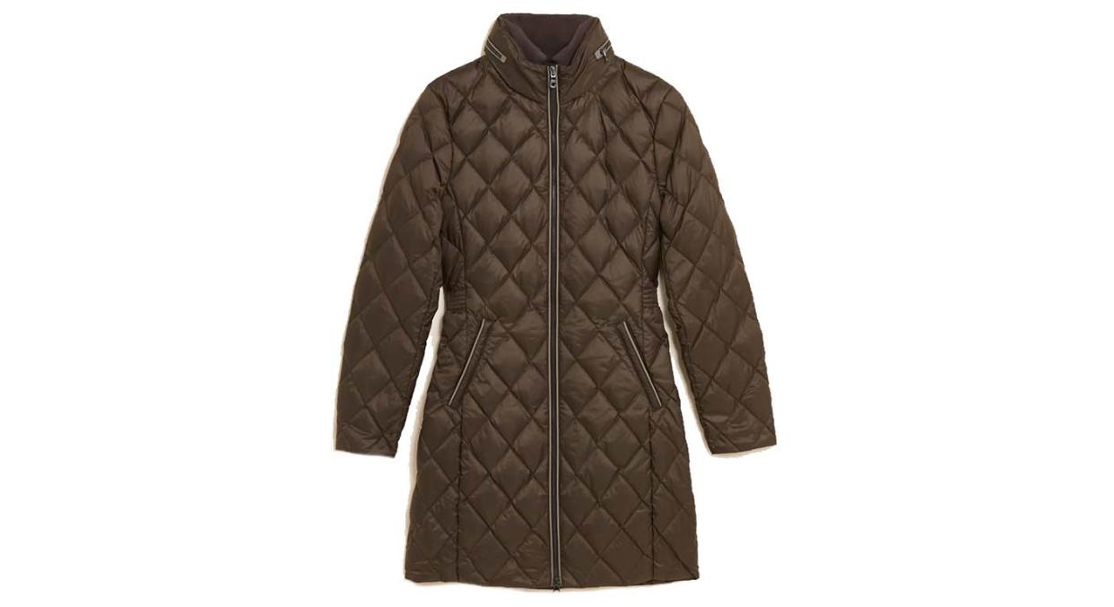 Feather & Down Quilted Longline Puffer Jacket 