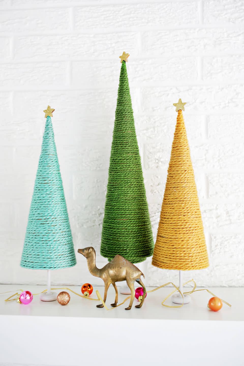 Yarn Wrapped Christmas Trees