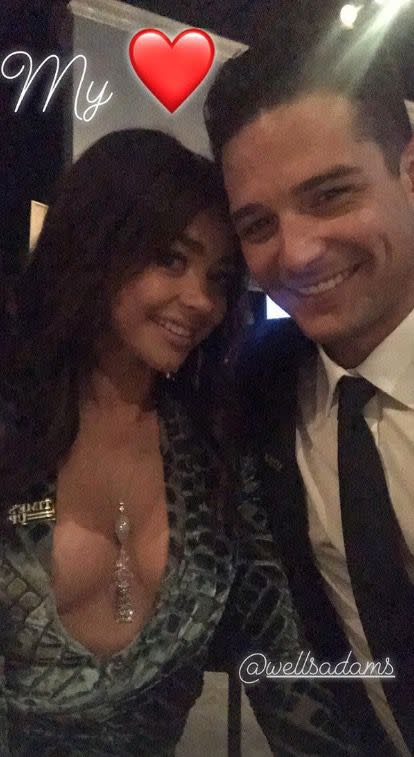 <p>Sarah Hyland and Wells Adams aren't too shy to share their love on social media and the Golden Globes was no different.</p>