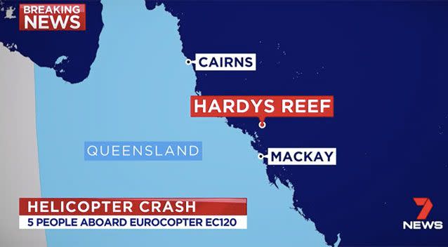 The crash location near Hardy Reef off the Whitsundays. Source: 7 News