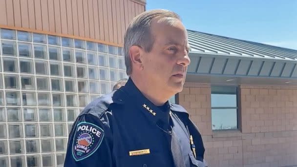 PHOTO: Yuma Police Chief Thomas Garrity gives speaks at a news conference Monday on a shooting at a weekend house party that left two people dead and five injured. (Credit Yuma Police Department)