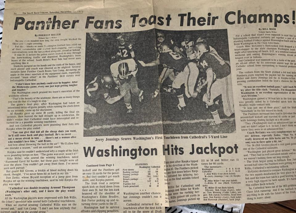 The start of the sports section in the Nov. 17, 1973 print edition of the South Bend Tribune.