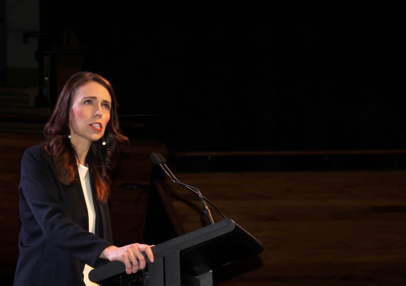 FILE PHOTO: Prime Minister Jacinda Ardern addresses supporters at a Labour Party event in Wellington