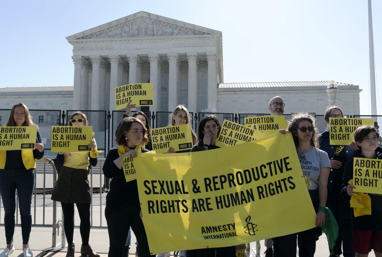 <span class="caption">Debate about abortion is often a debate about rights -- but whose?</span> <span class="attribution"><a class="link " href="https://newsroom.ap.org/detail/SupremeCourtAbortion/60e2430f34f24c27afd483e217f998f7/photo?Query=abortion&mediaType=photo&sortBy=arrivaldatetime:desc&dateRange=Anytime&totalCount=10431&currentItemNo=19" rel="nofollow noopener" target="_blank" data-ylk="slk:AP Photo/Jose Luis Magana;elm:context_link;itc:0;sec:content-canvas">AP Photo/Jose Luis Magana</a></span>