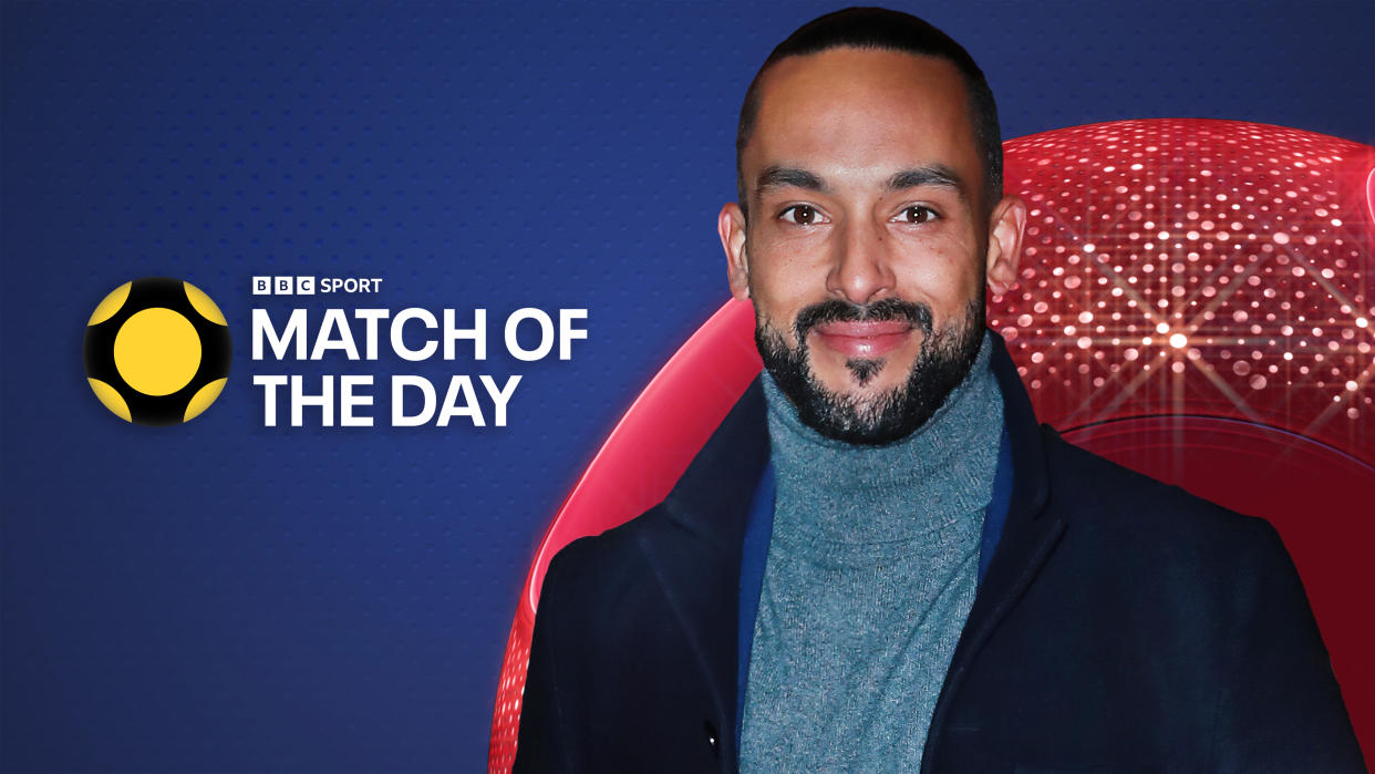 Theo Walcott in front of BBC Sport MOTD branding