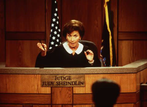 Judge Judy in action in the courtroom. Credit: Getty Images