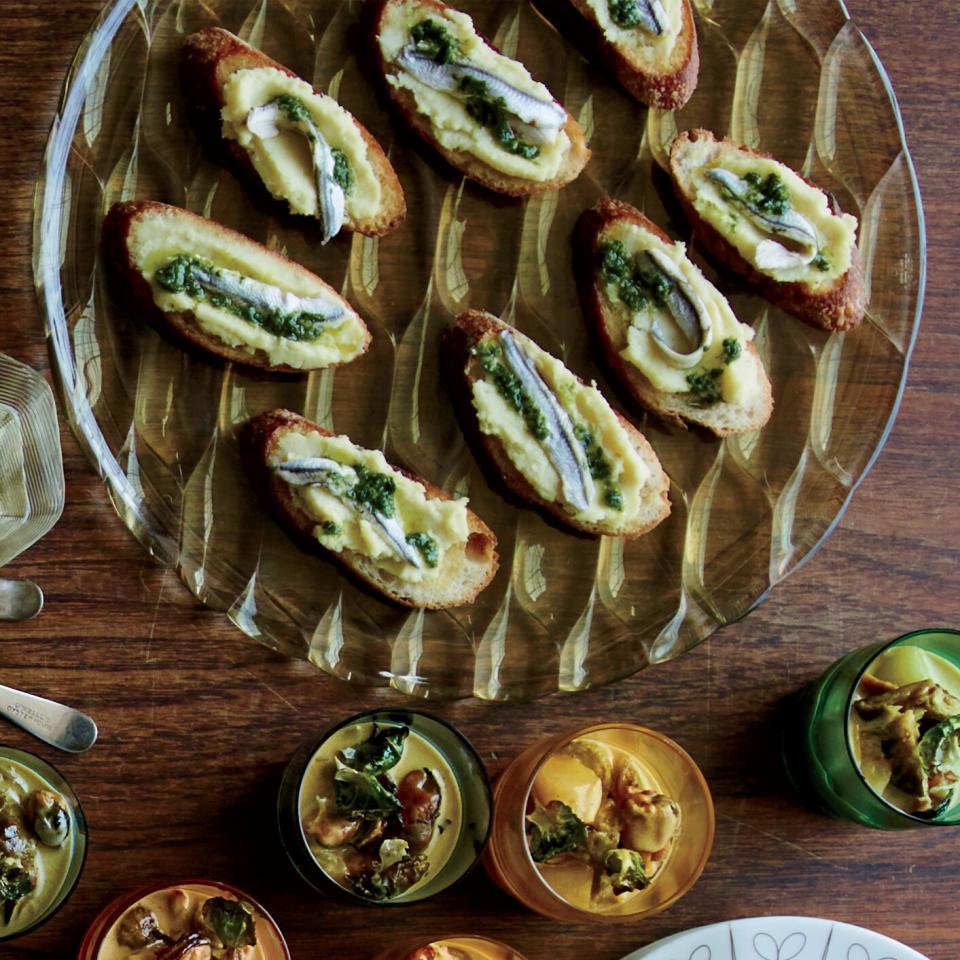 White Anchovy Toasts with Parsnip Butter