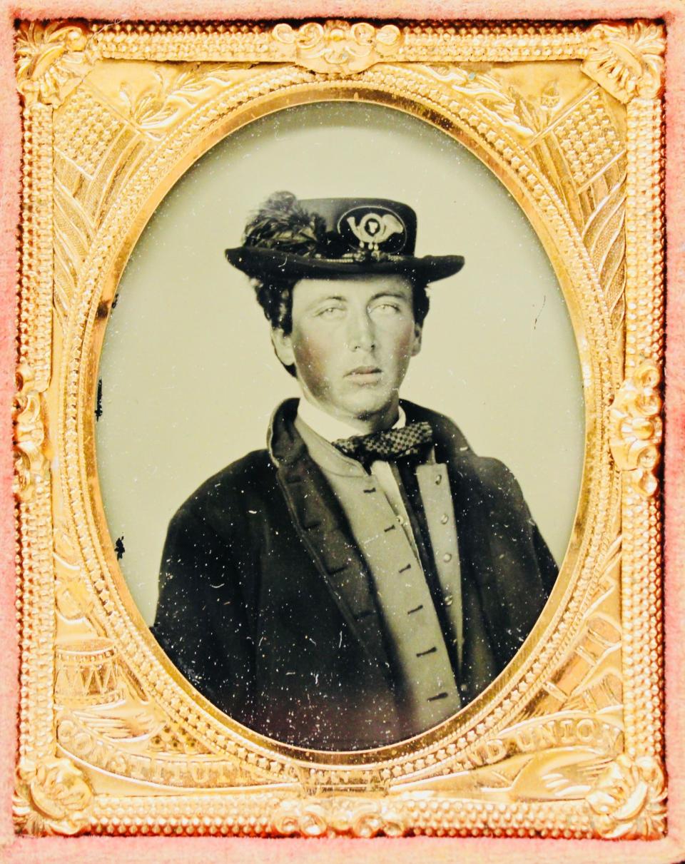 This ambrotype of William E. Moats indicates that he served in the Union Army during the Civil War.