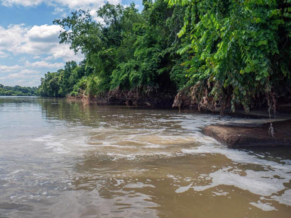 This photo shows water conditions on the Chattahoochee River near the outfall pipe for Phenix City, Alabama’s wastewater treatment plant on May 21, 2024. 07/10/2024