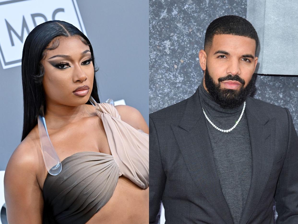 Megan Thee Stallion (left) and Drake (right)
