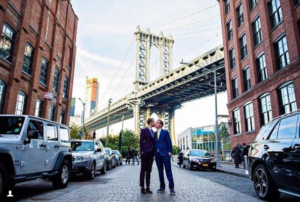 "Photographed my last big wedding for the season with Ezra and Jeremy! Such a fun celebration at The Dumbo Loft." -- <i>De Nueva Photography</i>