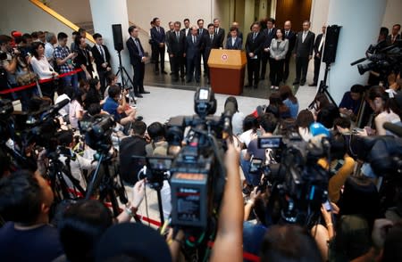 Hong Kong Chief Executive Carrie Lam holds a news conference in Hong Kong