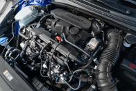 <p>The Elantra N Line is powered by a 1.6-liter GDI turbocharged engine making up to 201 horsepower and 195 lb-ft of torque.</p>
