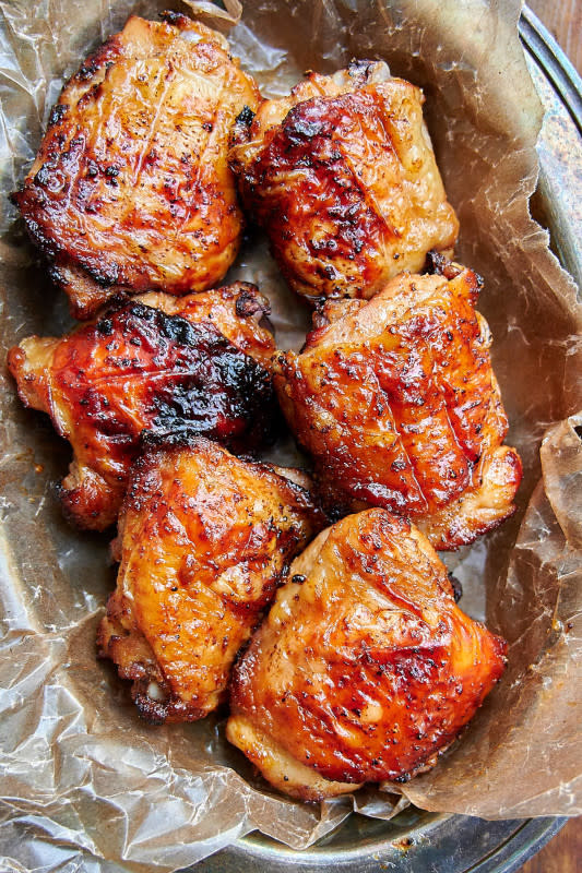 <p>The flavoring sauce on these maple lime air fryer chicken thighsis pure delight. It’s slightly sweet and tangy, with a little bit of savory coming from soy and Worcestershire sauces and garlic.</p><p><strong>Get the recipe: <a href="https://cravingtasty.com/air-fryer-chicken-thighs/" rel="nofollow noopener" target="_blank" data-ylk="slk:Air Fryer Maple Lime Chicken Thighs;elm:context_link;itc:0;sec:content-canvas" class="link rapid-noclick-resp">Air Fryer Maple Lime Chicken Thighs</a></strong></p>