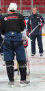 Paul Maurice runs a Metallurg Magnitogorsk practice as Evgeni Malkin looks on. (#NickInEurope)