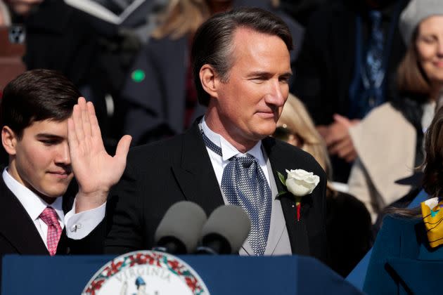 Youngkin is sworn in as Virginia's governor on the steps of the state Capitol in Richmond on Jan. 15. A former private equity executive, he is the state's first Republican governor since 2009. (Photo: Anna Moneymaker via Getty Images)