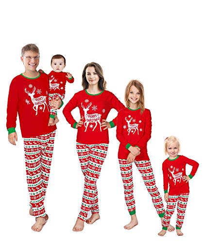 Family Feeling Adult Women's Holiday Christmas Reindeer Matching Family Pajamas Sets Long Sleeve Kids Pjs Size XXL (Amazon / Amazon)