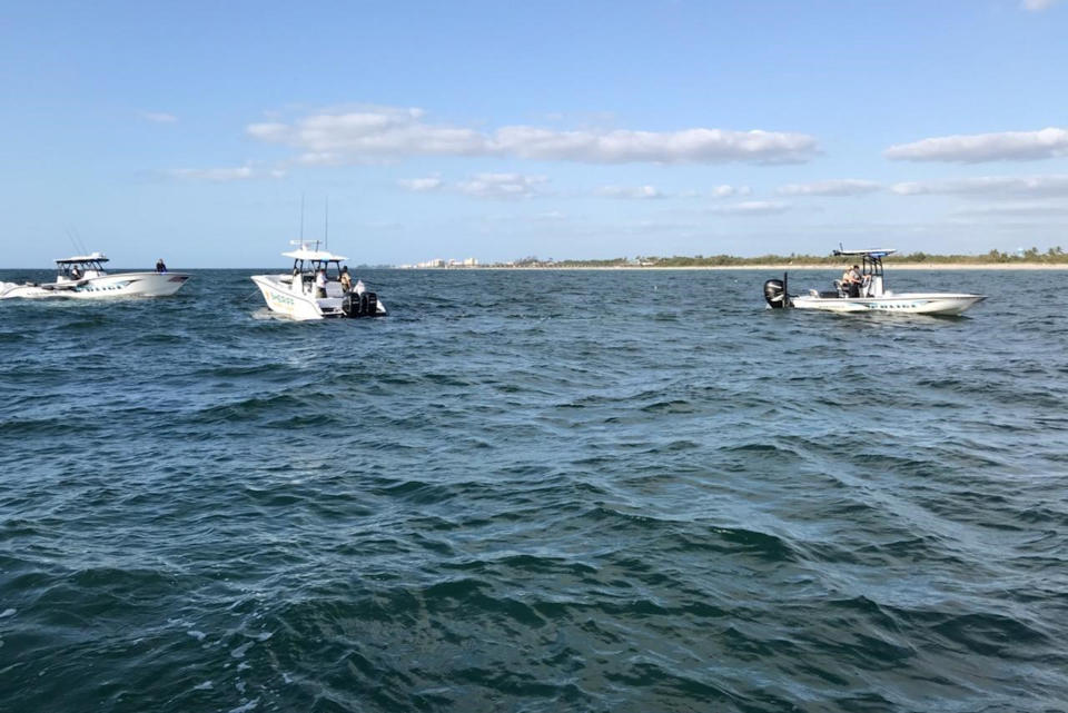 Search and rescue efforts on Sunday after a plane crashed in the Gulf of Mexico.  (Venice Police Department)