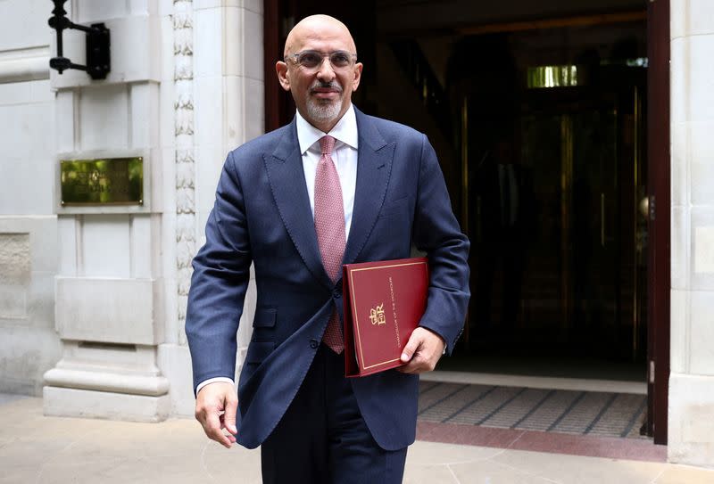 FILE PHOTO: British Chancellor of the Exchequer and Conservative leadership candidate Nadhim Zahawi leaves a television studio in London