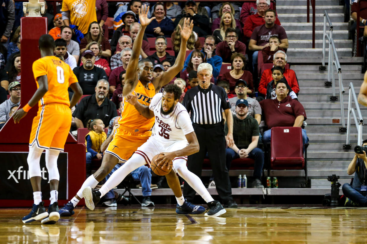 The NMSU Aggies face off against the UTEP Miners at the Pan American Center in Las Cruces on Tuesday, Dec. 3, 2019.