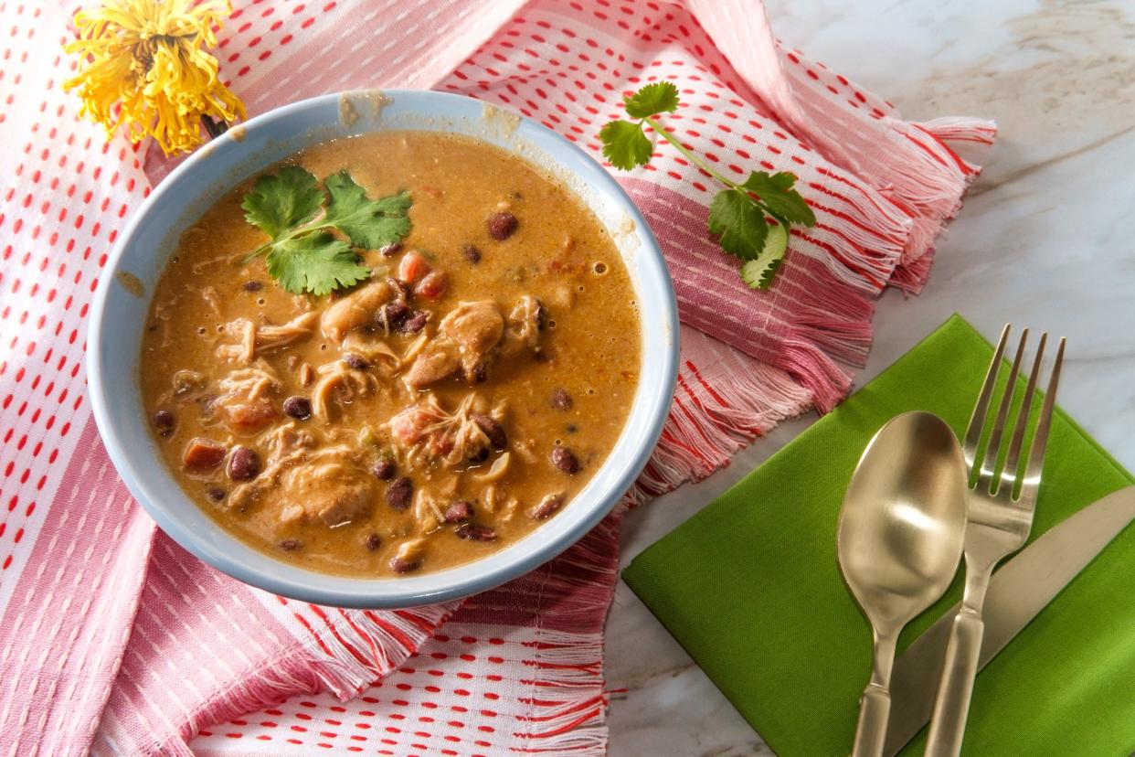 Creamy Mexican chicken enchilada black bean soup