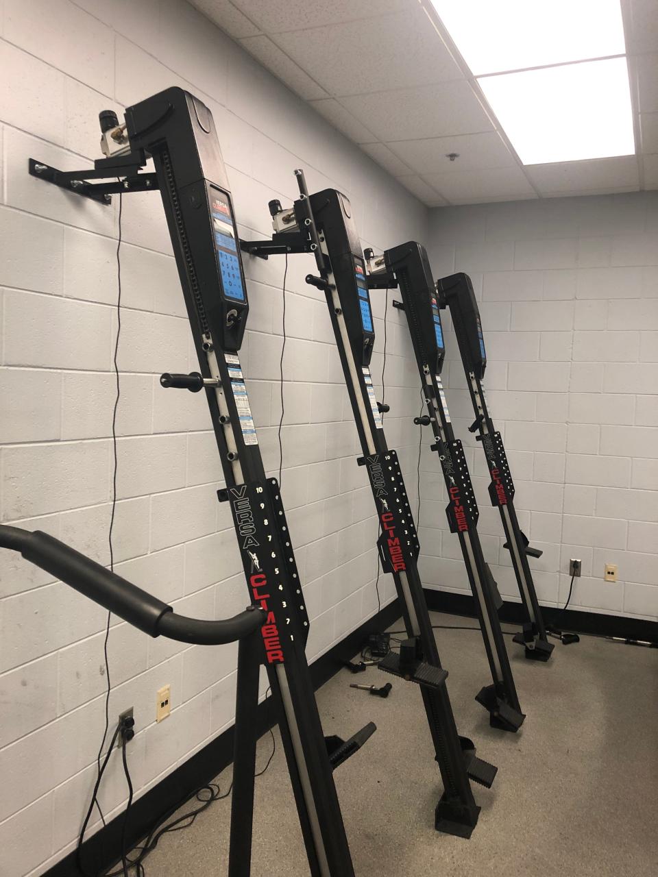 The VersaClimbers are part of the cardio equipment in Marquette’s weight room.